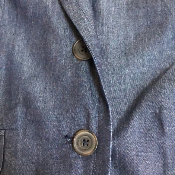 Kate Hill Women’s Light Weight Cotton Blue Denim Cropped Blazer/Jacket Size 10P - Picture 9 of 16